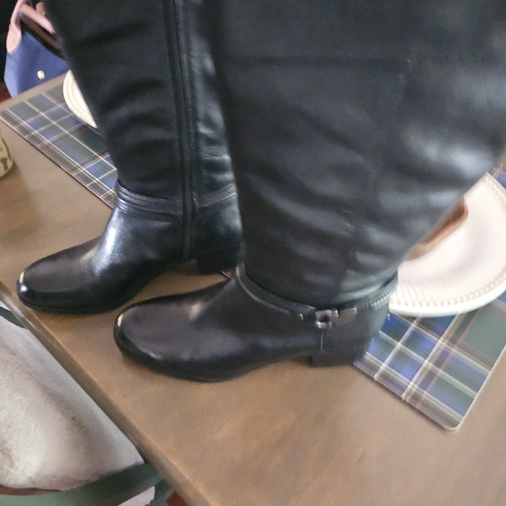 Bandolino New Black Leather Riding Boots. Horse Bit Buckle At Ankke. Sz 9...